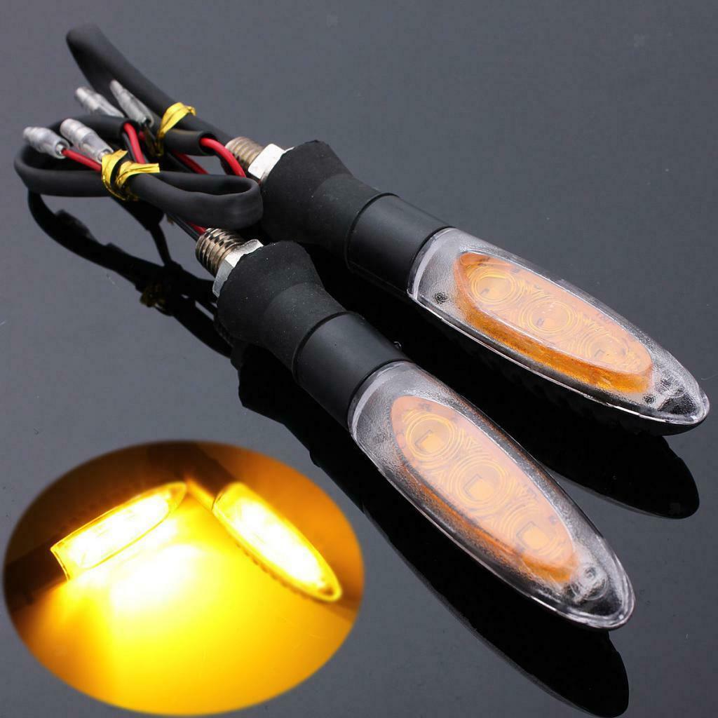 2pcs Foldable Motorcycle Black Led Turn Light Yellow Light Signal Indicator