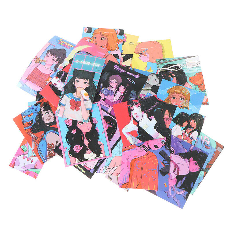 37Pcs Japan Retro Anime Girl Stickers DIY Diary Laptop Phone Suitcase Dec.l8
