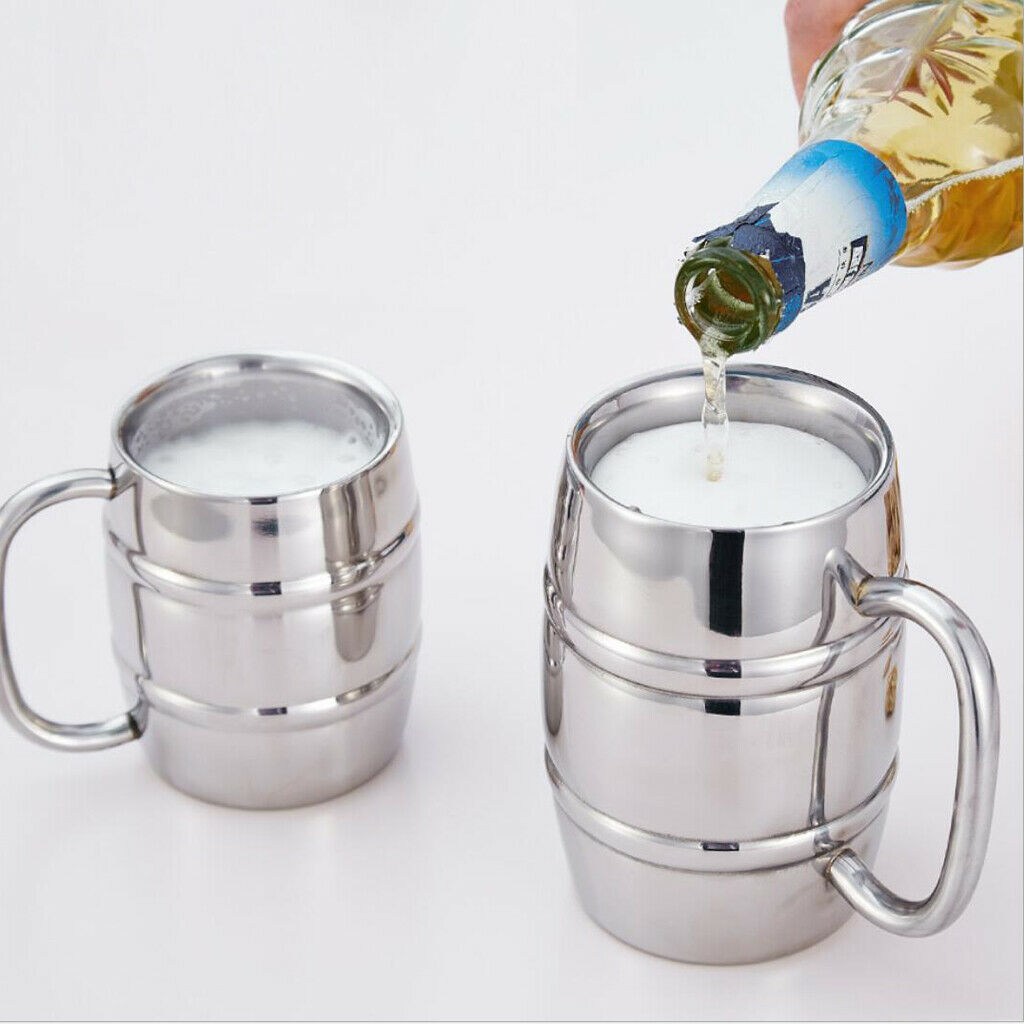 Stainless Steel Cup Mug Beer for Camping Picnic Hiking Office Decor 430ml-B