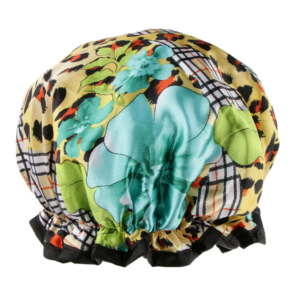 Reusable Waterproof Women Shower Caps Bath Hat Elastic Head Hair Cover