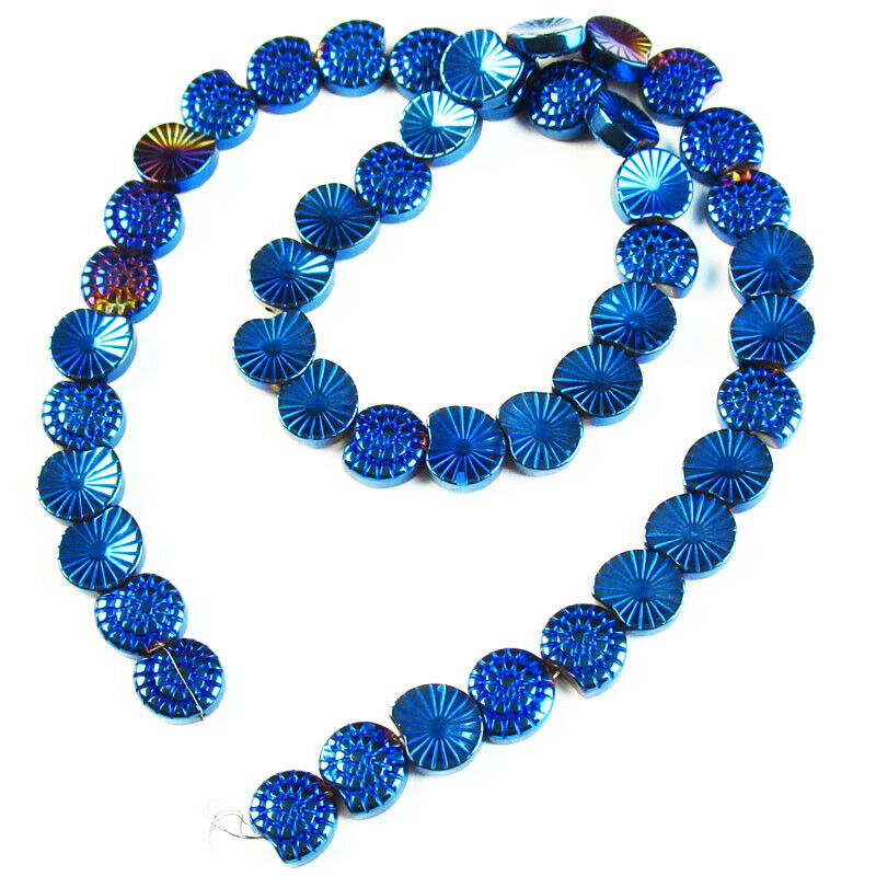 1 strand Carved Blue Hematite Snail Pendant Loose Bead 15.5 Inch 10x9x3mm A-42TS