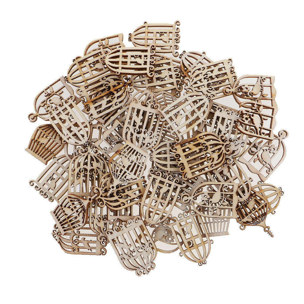 50x Wooden Birdcase Shapes Decor Craft Scrapbook MDF Wood Gift Embellishment