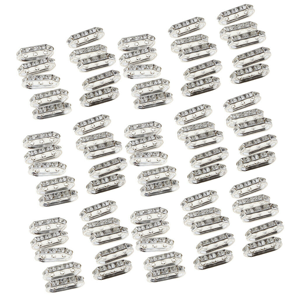 100Pcs Rhinestone 3 Holes Spacer Beads Charms Beads For Choker Bracelet Necklace