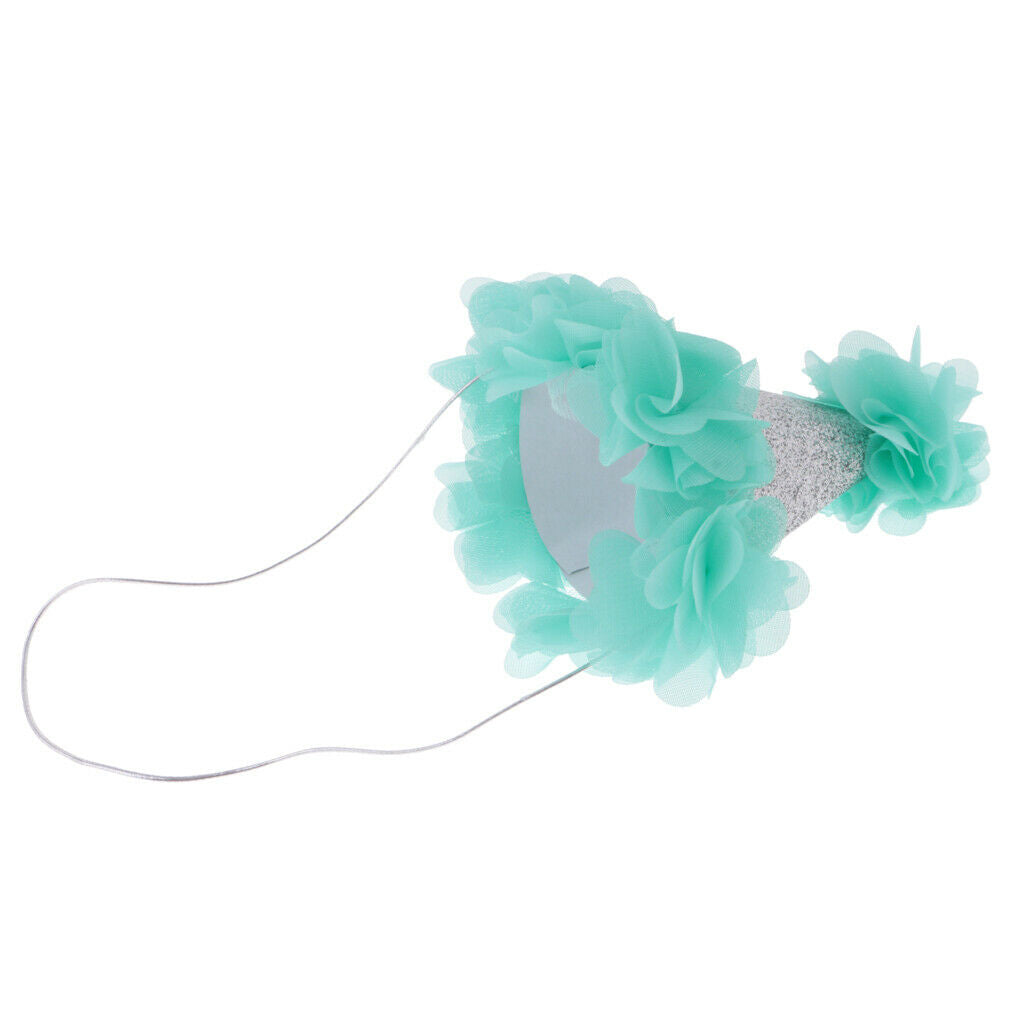 Baby Girl Boy Infant Toddler Tulle Flower Kids Birthday Party Cone Hat Green