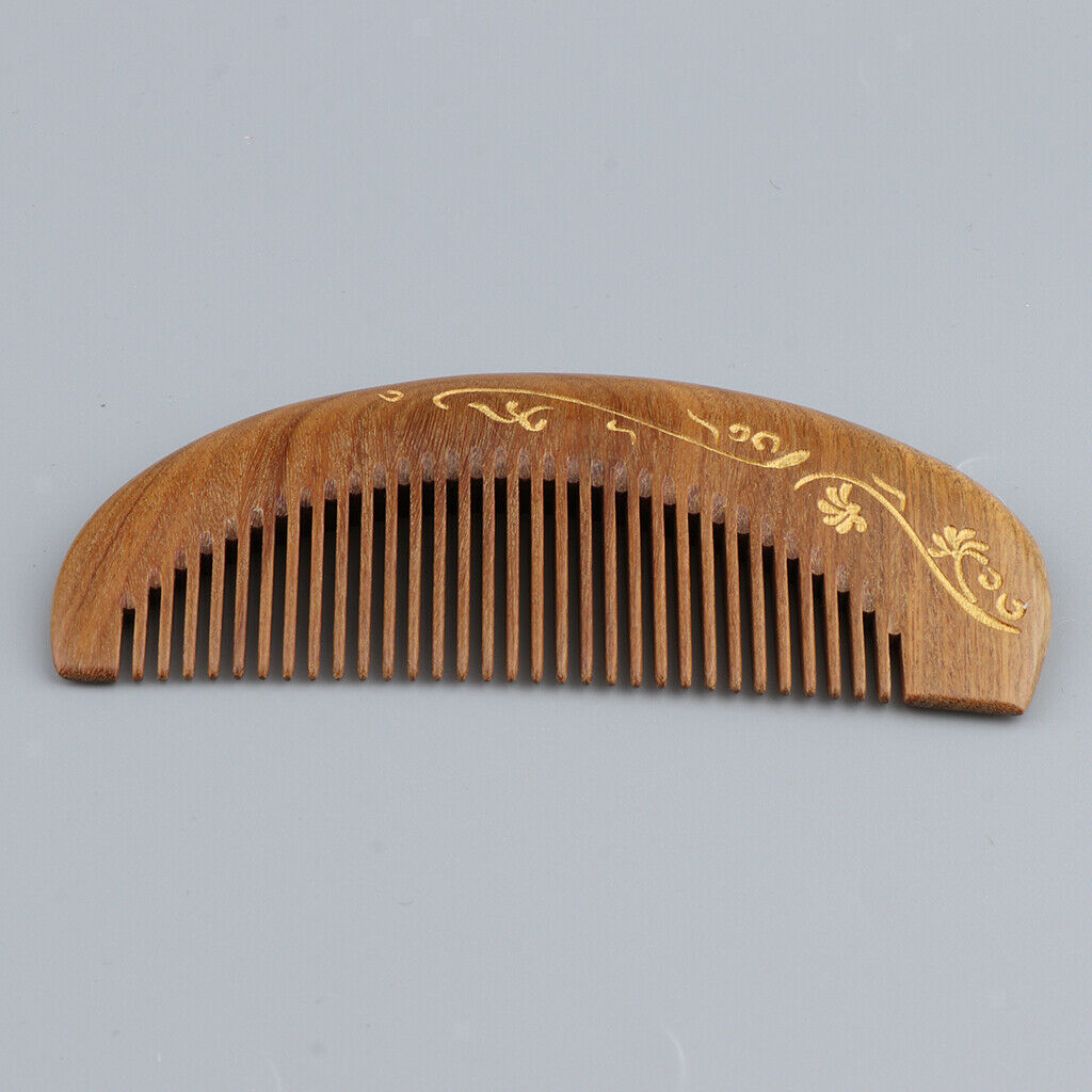 Wide Tooth Natural Wooden Hair Comb Anti-static Massage Detangler Comb Half Moon