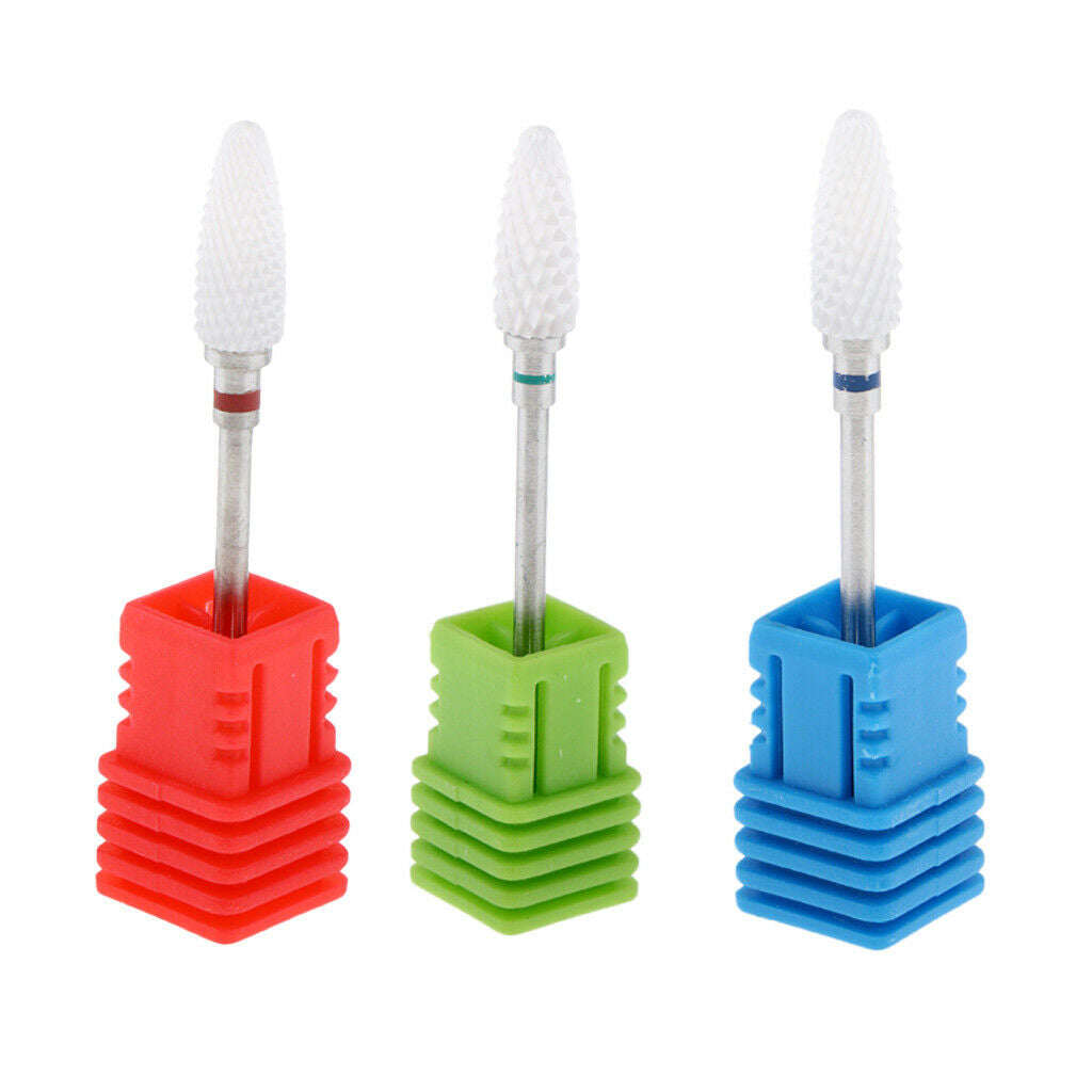 3Pcs 3/32 Ceramic Polishing Head Nail Drill Bit for Electric Nail Machine