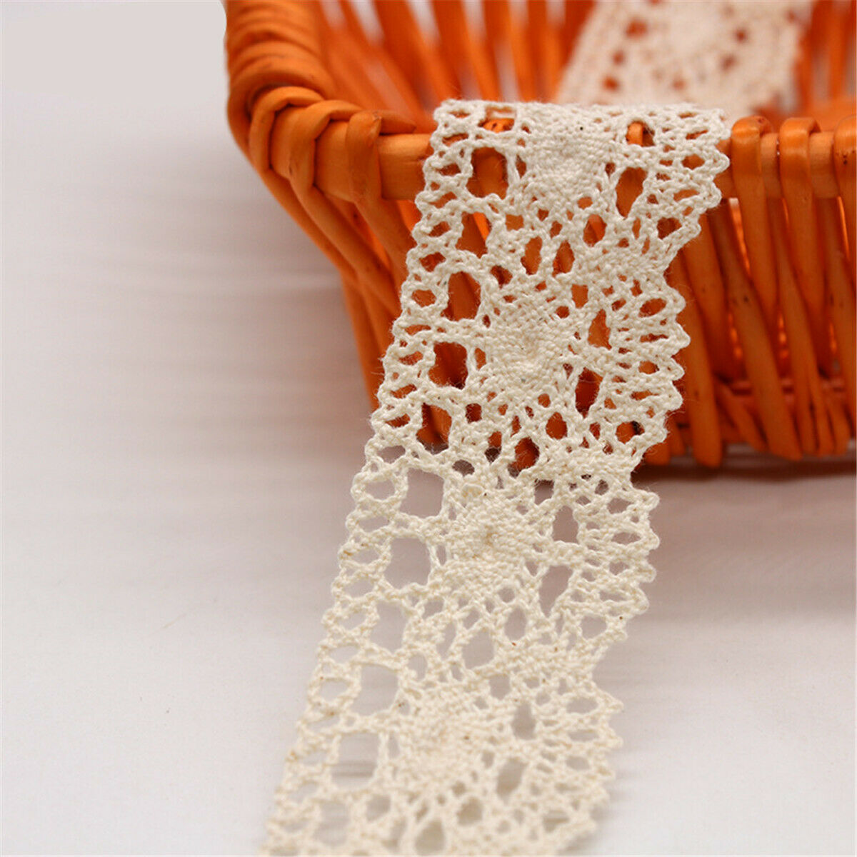 2 Yd Embroidery Floral Beige Cotton Lace Trim Ribbon Wedding Fabric Sewing Craft