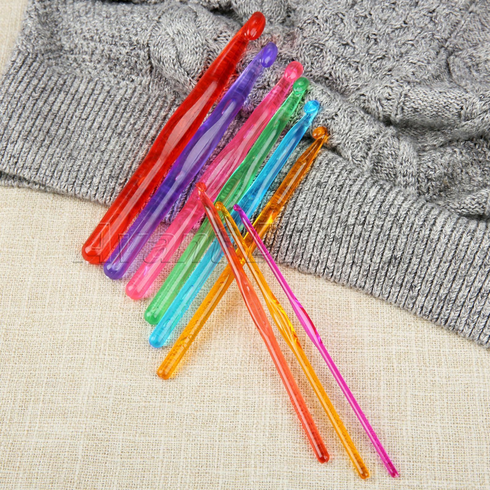 Multicolor Plastic Crochet Hooks Needles Knit Weave DIY Craft Gift 9 PCS/Set