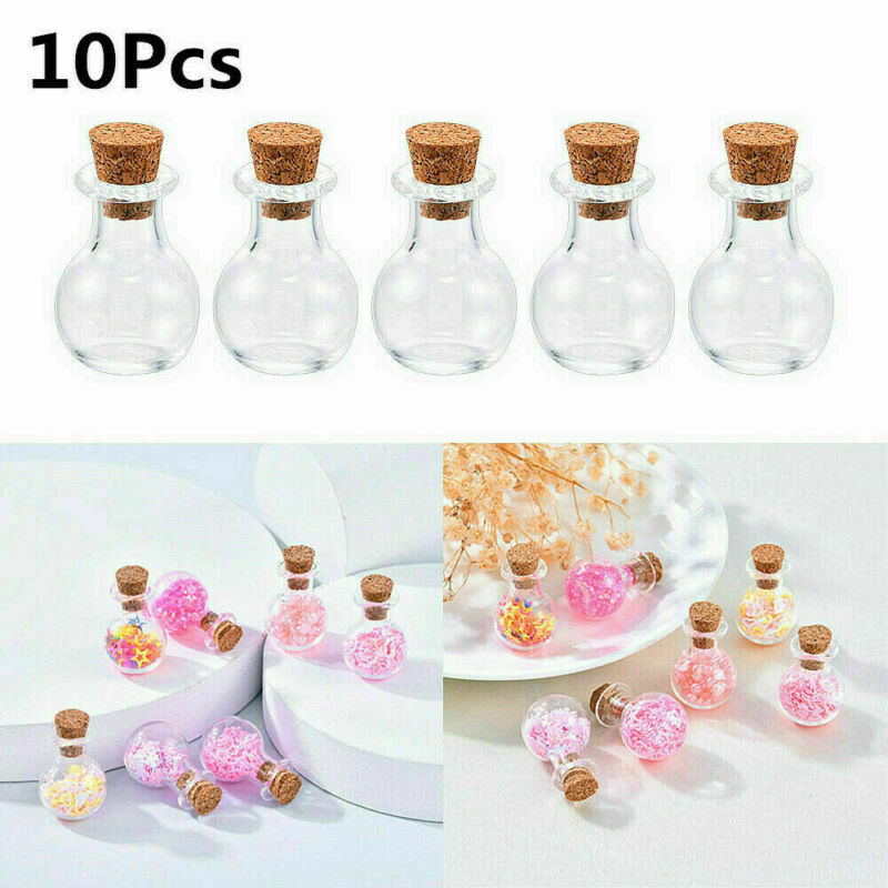 Wholesale 10x Small Glass Vials w/Cork Tops Bottles Little Empty Jars Bottles