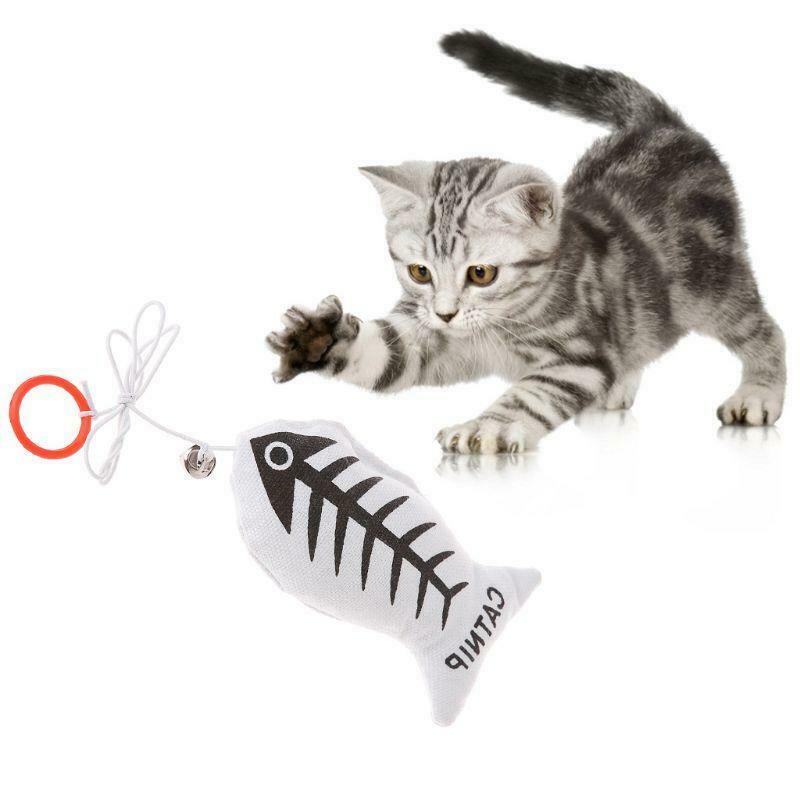 Cat Toys Canvas Fish Catnip Interactive Play Funny Hanging Ring Kitten Stuffed