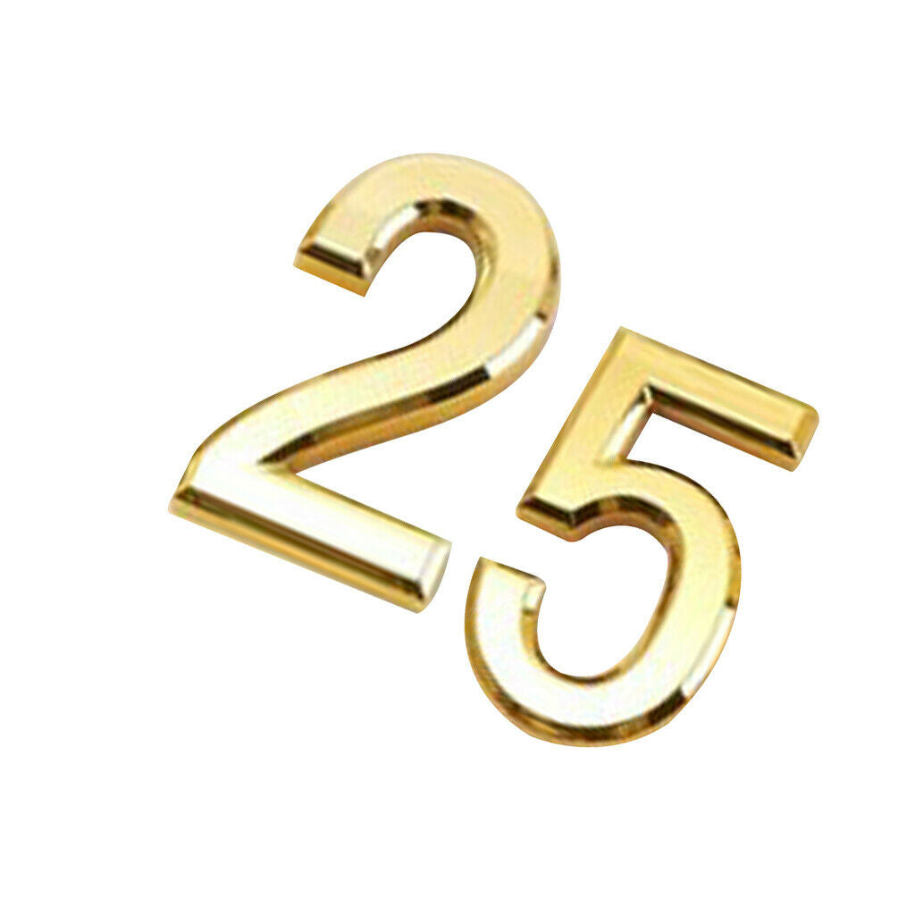 2x ABS Plastic Golden Self- Adhesive Door Number House Address Door Sign 2 5