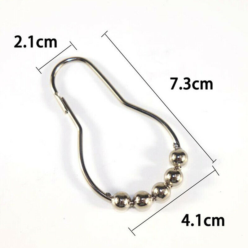 12Pcs/Set Stainless Steel Roller Ball Bath Shower Curtain Rings Hanging H.l8