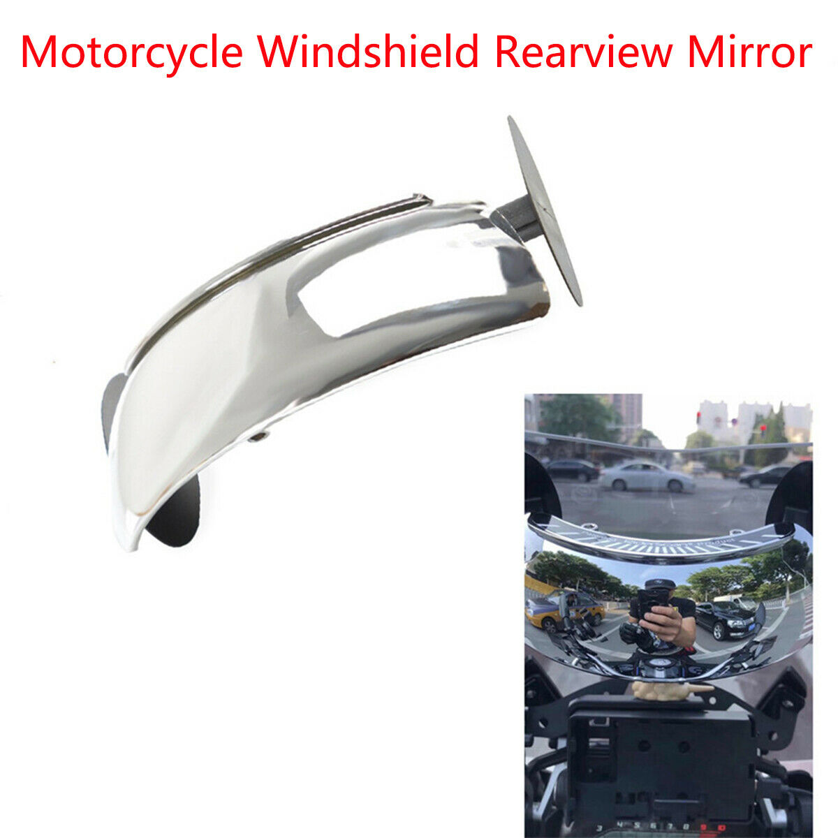 1PCS Universal Chromium Ultra Wide Angle Motorcycle Windshield Rearview Mirror