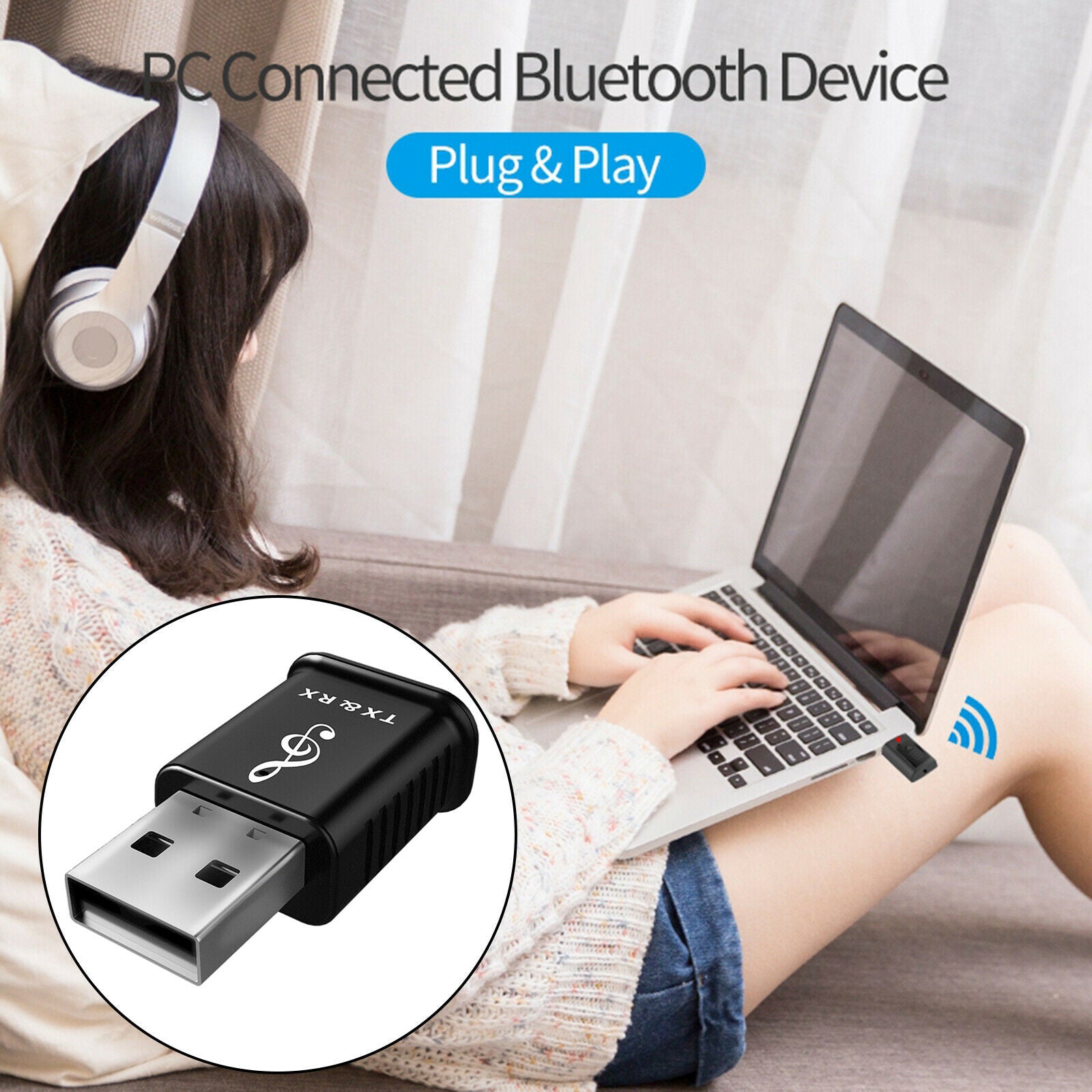2021 Upgrade USB Bluetooth 5.0 Transmitter Receiver Audio Adapter Converter