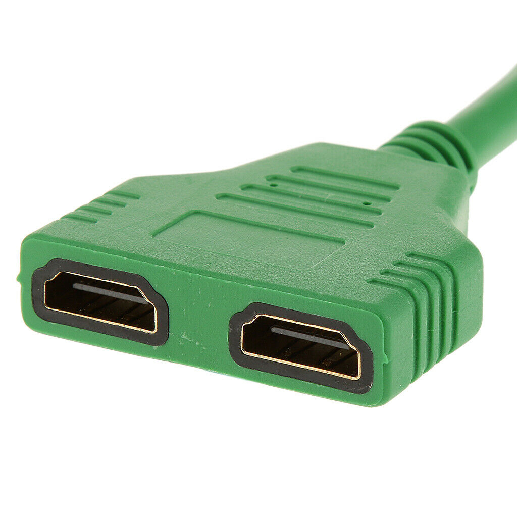 New 1080P   Port Male to 2 Female 1 In 2 Out Splitter Cable Adapter Green