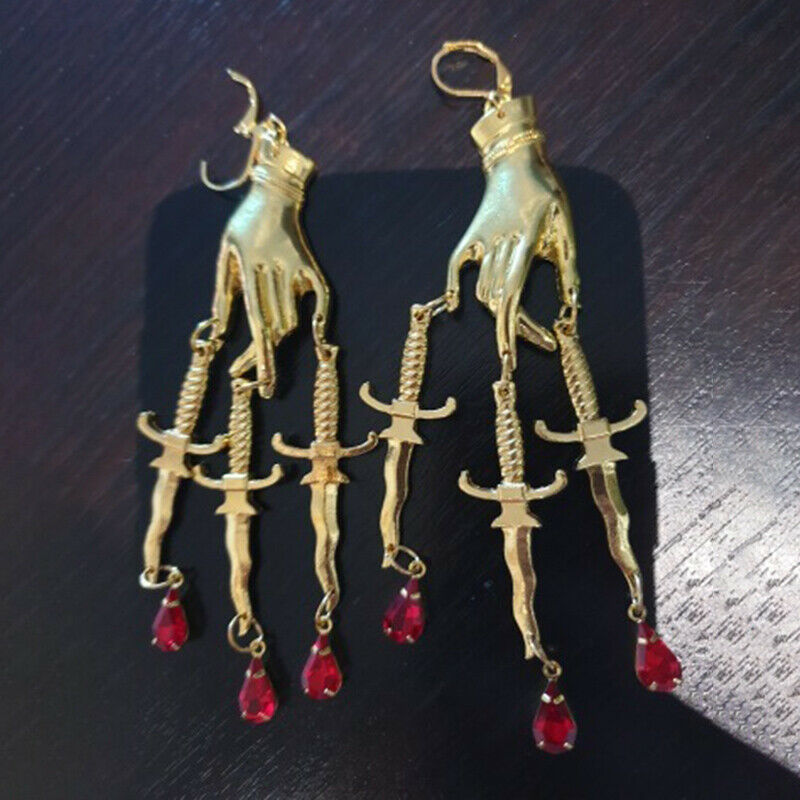 The Golden Hand & Dagger Earrings Gothic Earrings Statement Earrings WitchyL Rf