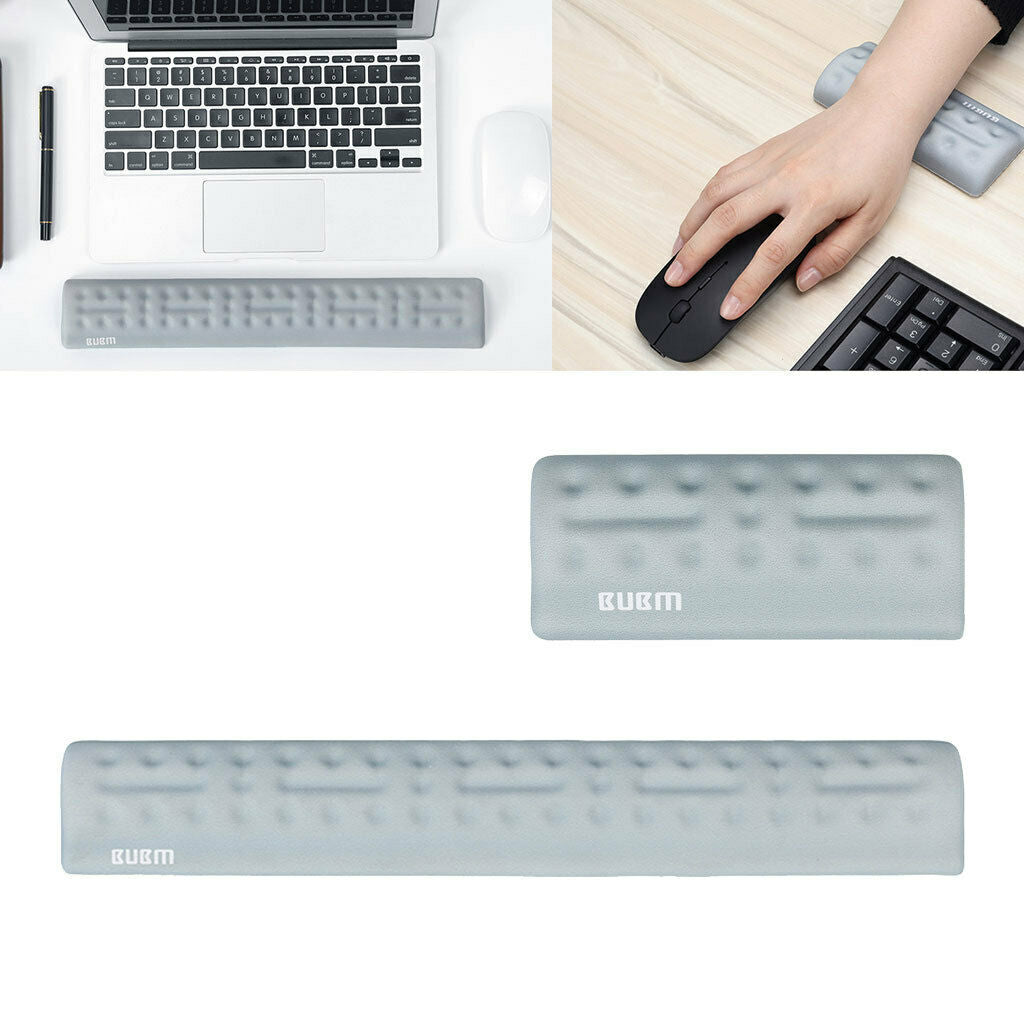 2pcs Memory Foam Keyboard Mouse Wrist Rest Desk Mat Set - Gray
