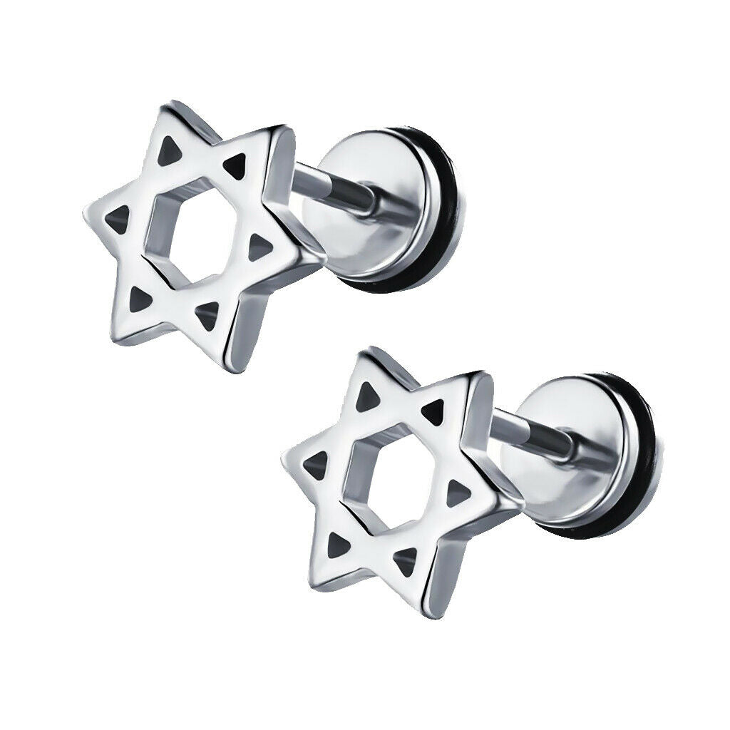 Star of David Stainless Steel Ear Studs Earrings Screw Fashion Lady Man Gift