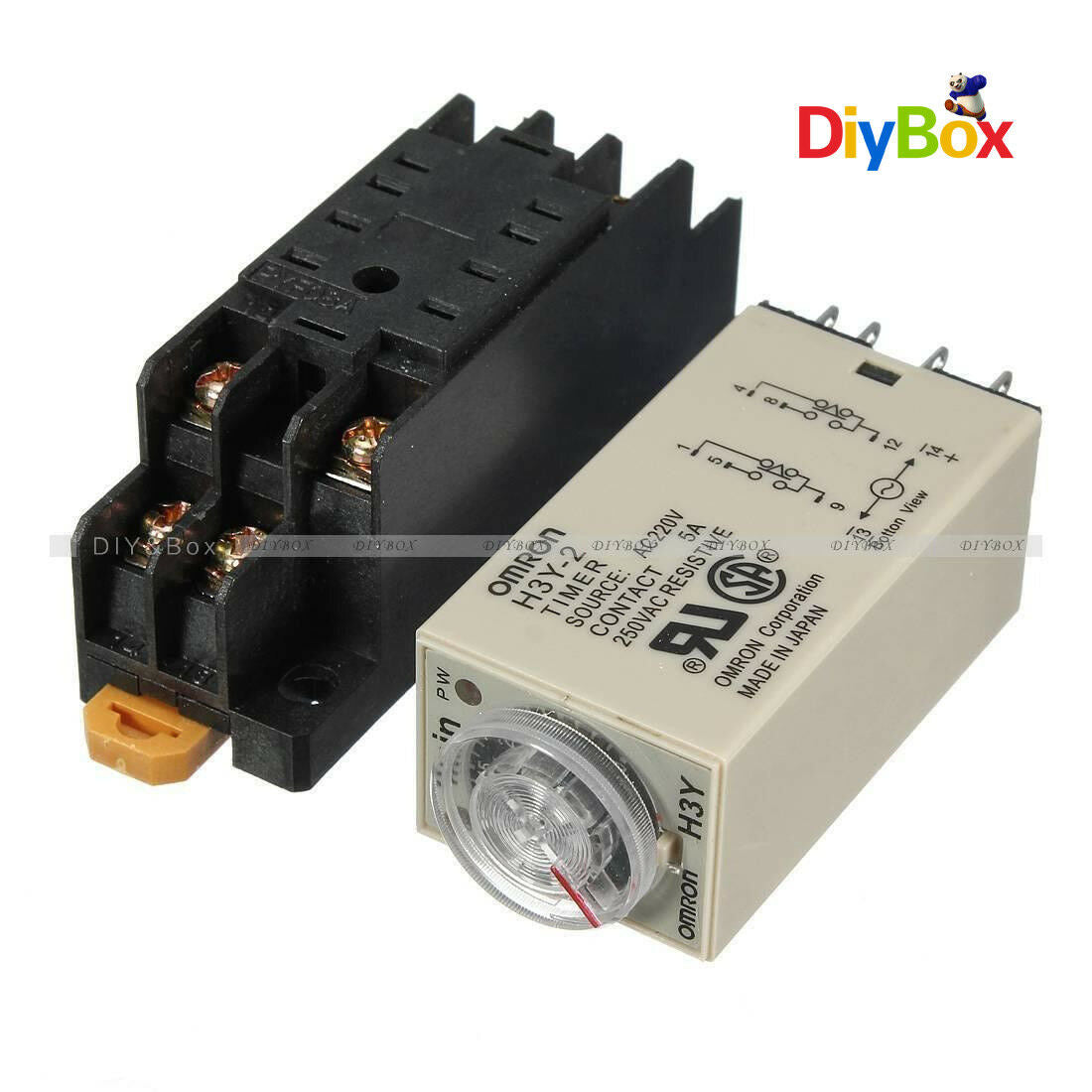1-30 Minute H3Y-2 Base Power On Time Delay Solid-State Timer Relay DPDT AC 220V