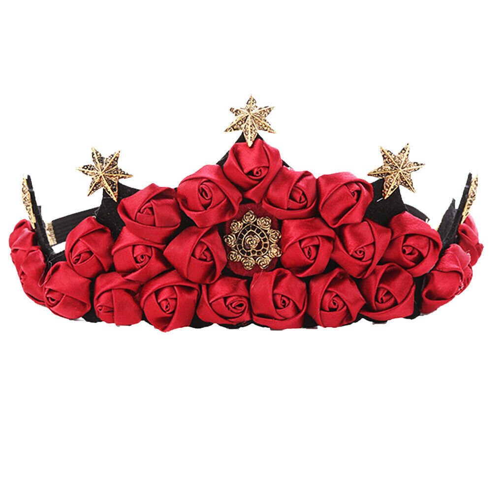 Christmas Wreath Red Roses Crown Performance Prom Party Bride Hair Accessory