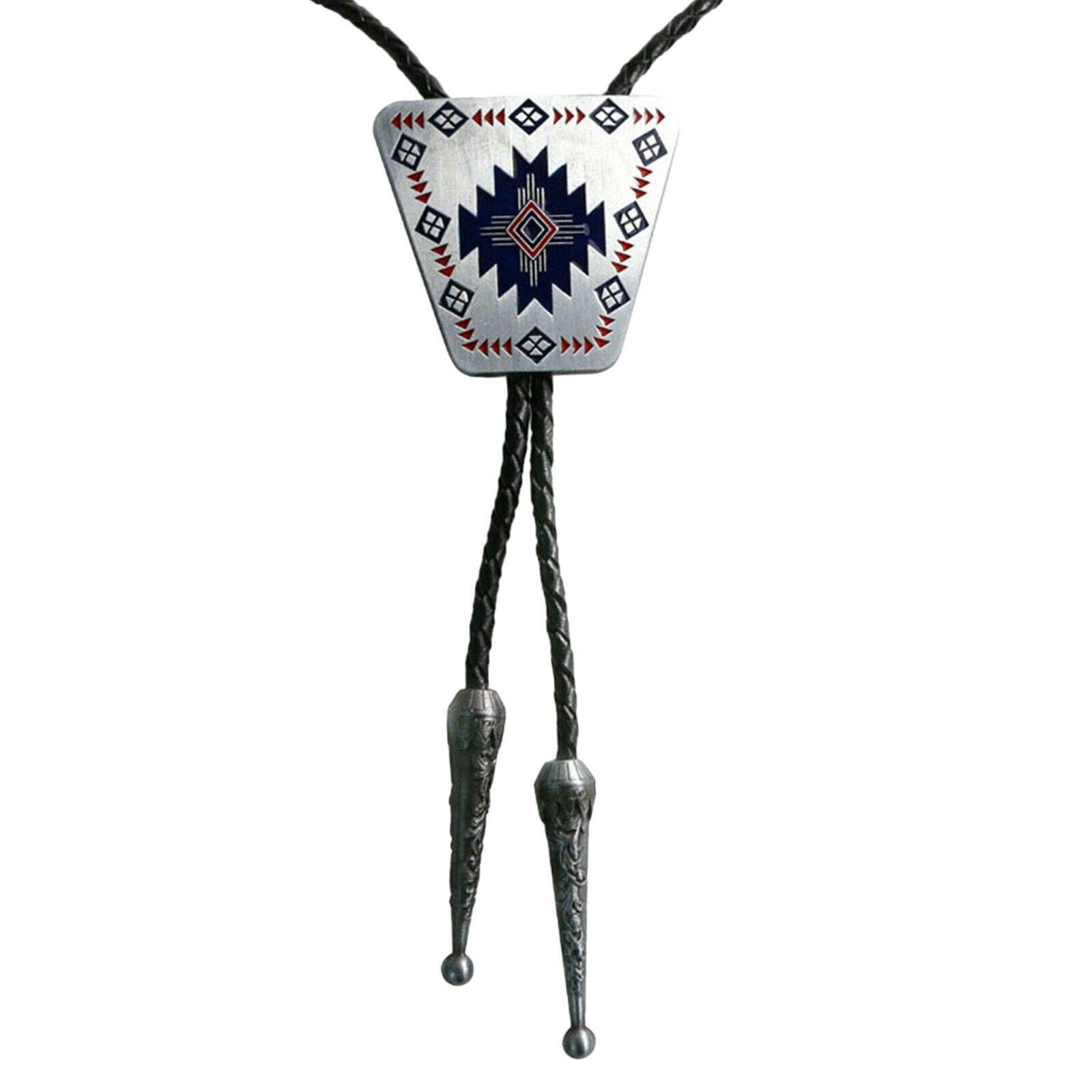 Western  Black Rope Bolo Tie for Men and Women, Native American Leather Bolo Tie