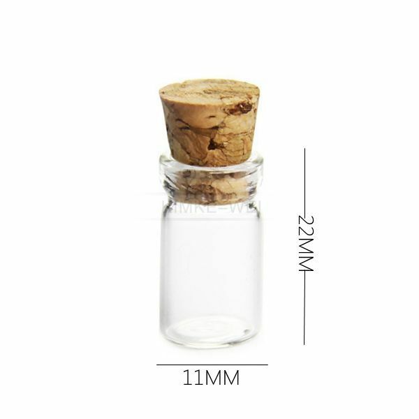 100x 1.5ml Mini Glass Bottles & Cork Stopper Wishing Bottle Vials Jars 22x11mm