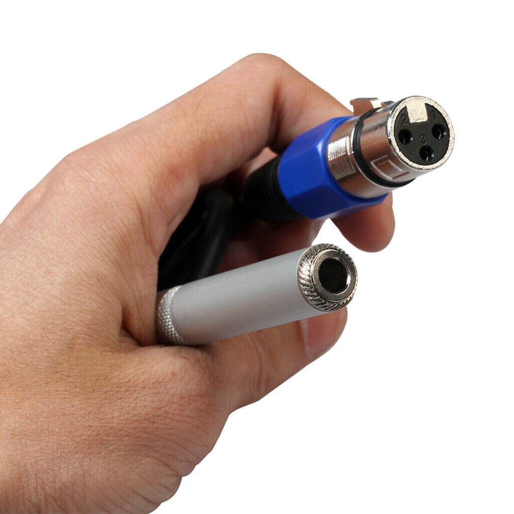 2pcs 3-Pin XLR Female to 1/4 6.35mm Female  Audio Cable Mic Adapter 1ft