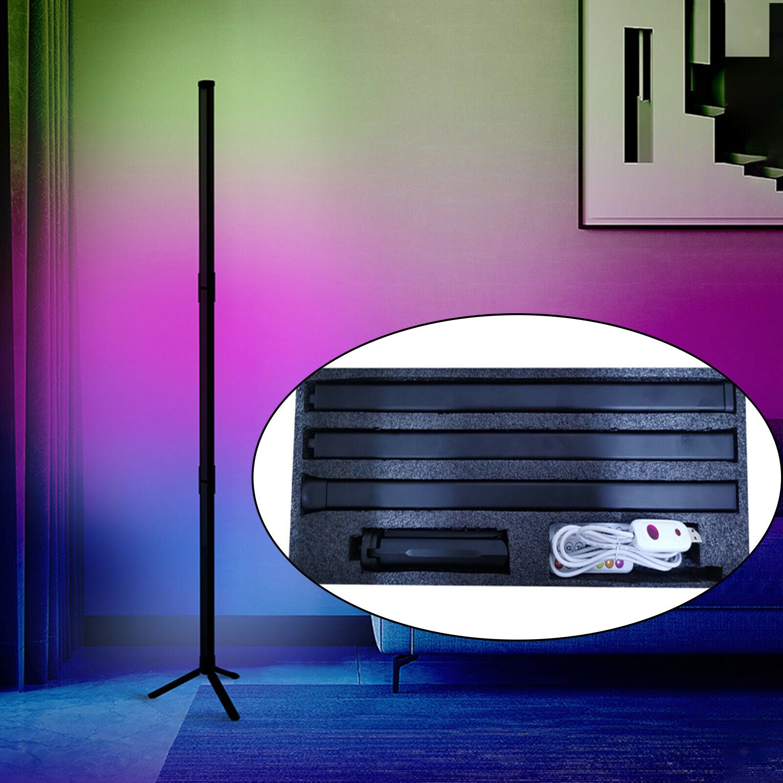RGB corner floor lamp metal color changing corner lamp for bedroom indoor