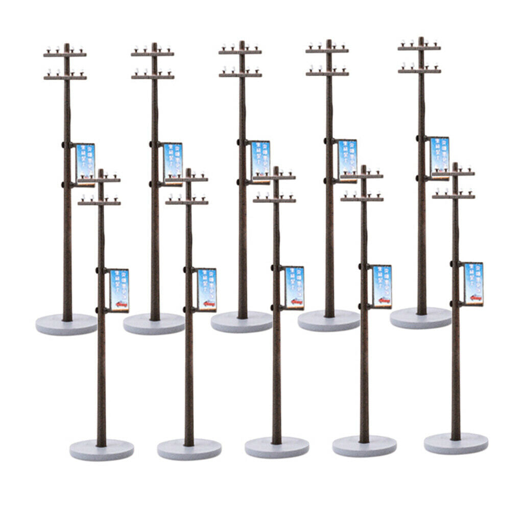 10PCS 1:87 Mini Electric Line Pole for Train Railways LANDSCAPE LAYOUT HO #1