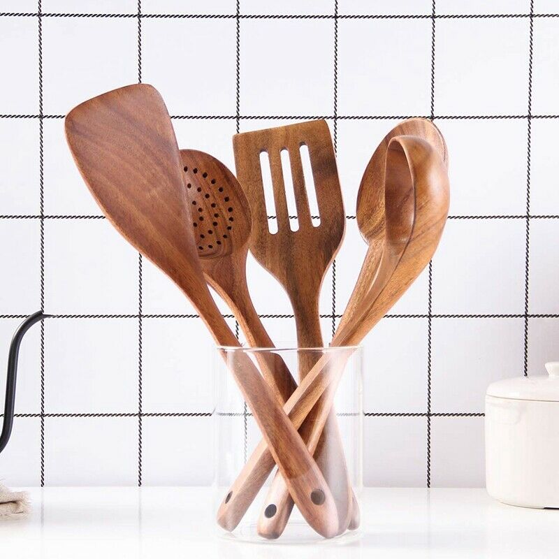 Healthy Cooking Utensils Set Wooden Cooking Tools Natural Nonstick Hard Wood SD5