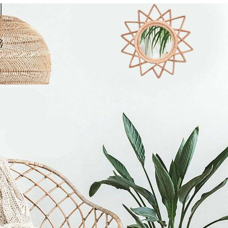 Rattan Round Wall-Mounted Mirror e Nordic Natural Vine Handmade Mirror e LivinI9