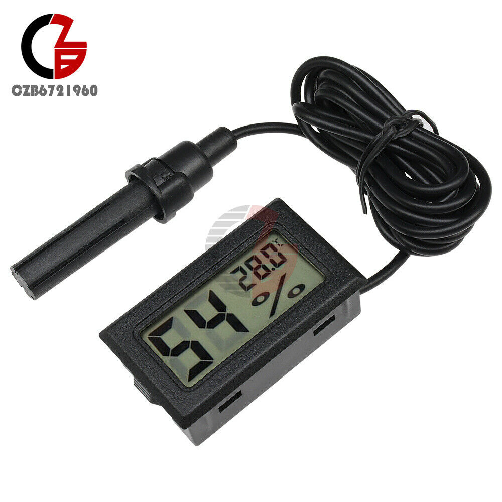 2PCS LCD Digital Temperature Humidity Meter Thermometer Hygrometer w/ 1.5M Probe