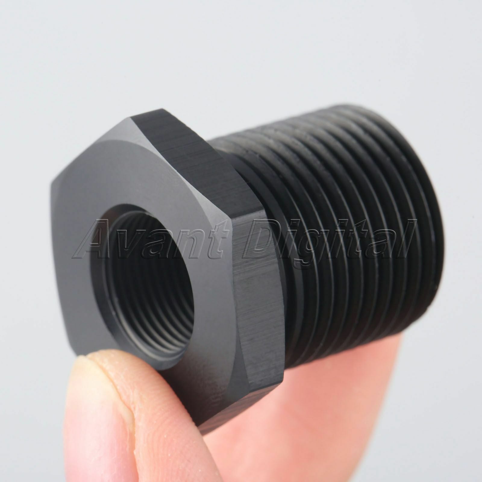 Aluminum Automotive Oil Filter Threaded Adapter 1/2-28 to 3/4-16 Black Anodized