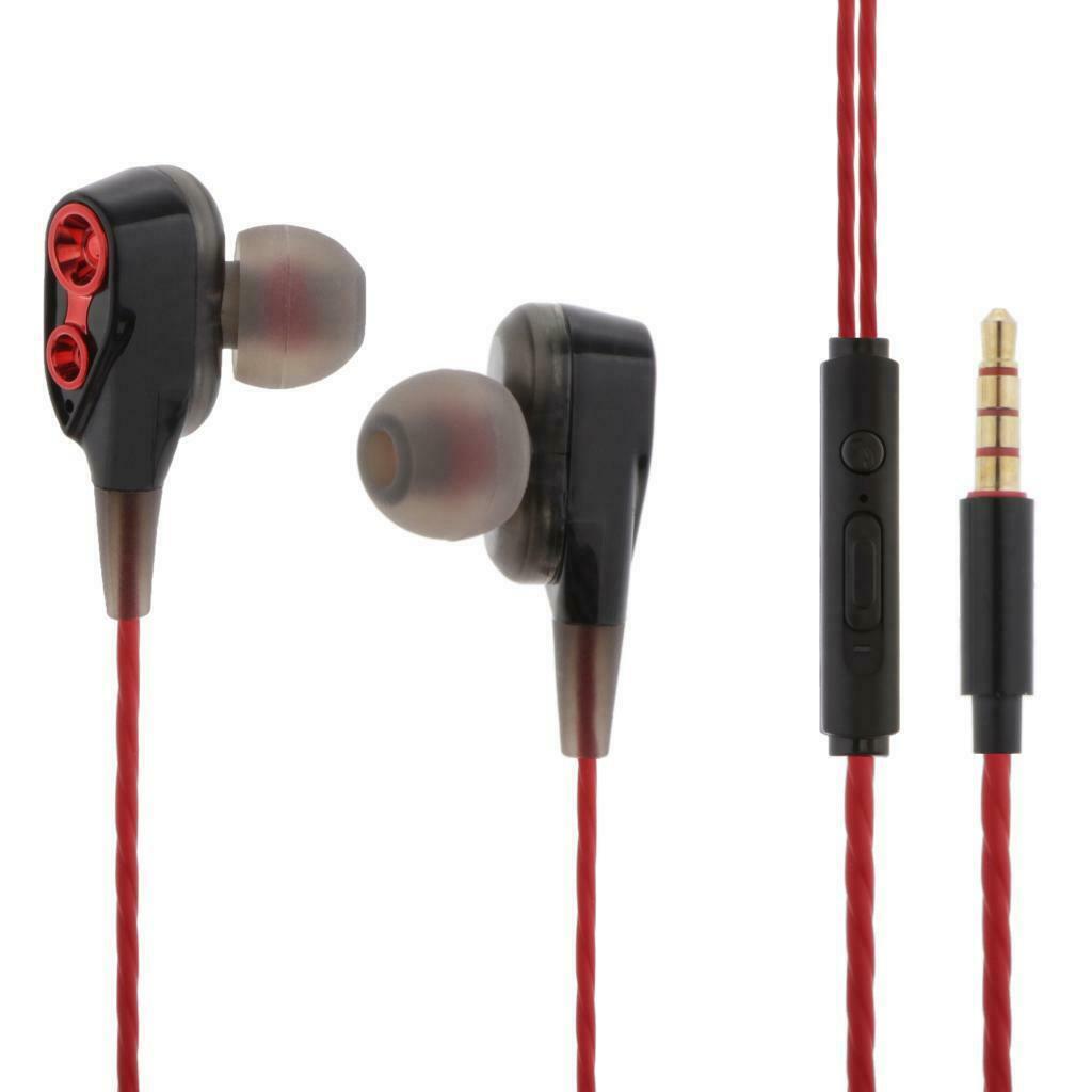Dual Moving Coil 3.5mm Wired Sports In-Ear Headsets Stereo Earphones Earbuds