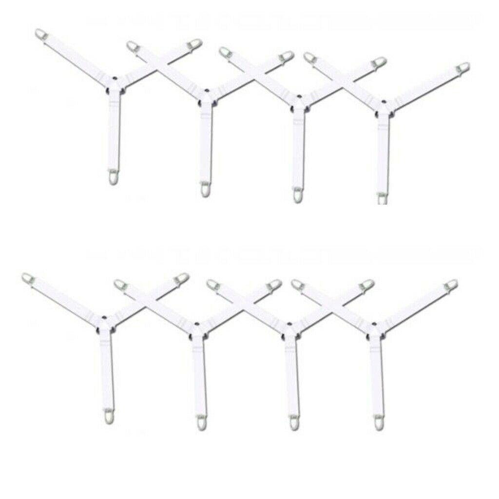 8 Pieces 3-Heads White Bed Sheet Holder Strap Clip Blankets Sheet Gripper Garter