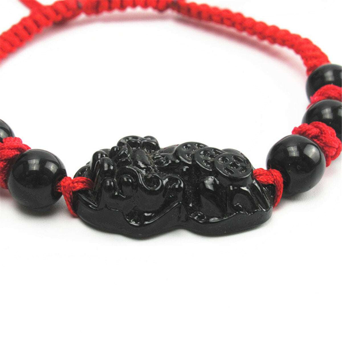 Unisex Obsidian lucky Pi Xiu Brave Troops Wrist Pipe Bracelet Knitting Bead Rope