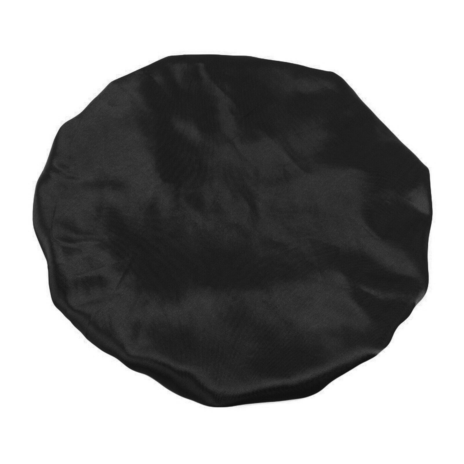 Satin Silk Bonnet Night Sleeping   Hat For Curly Natural Hair Black 14.17"