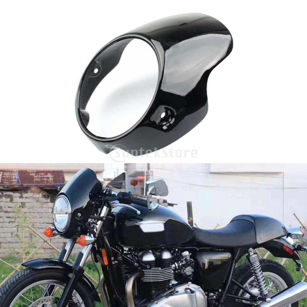 7" Black Motorcycle Headlight Fairing Screen Protector Kit Retro Style