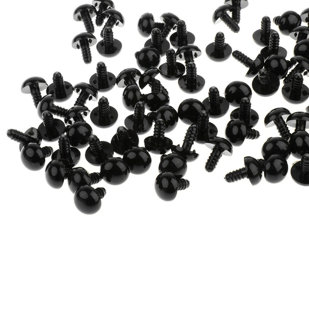 200 pieces 12mm 15mm black safety eyes with PLASTIC BACK for
