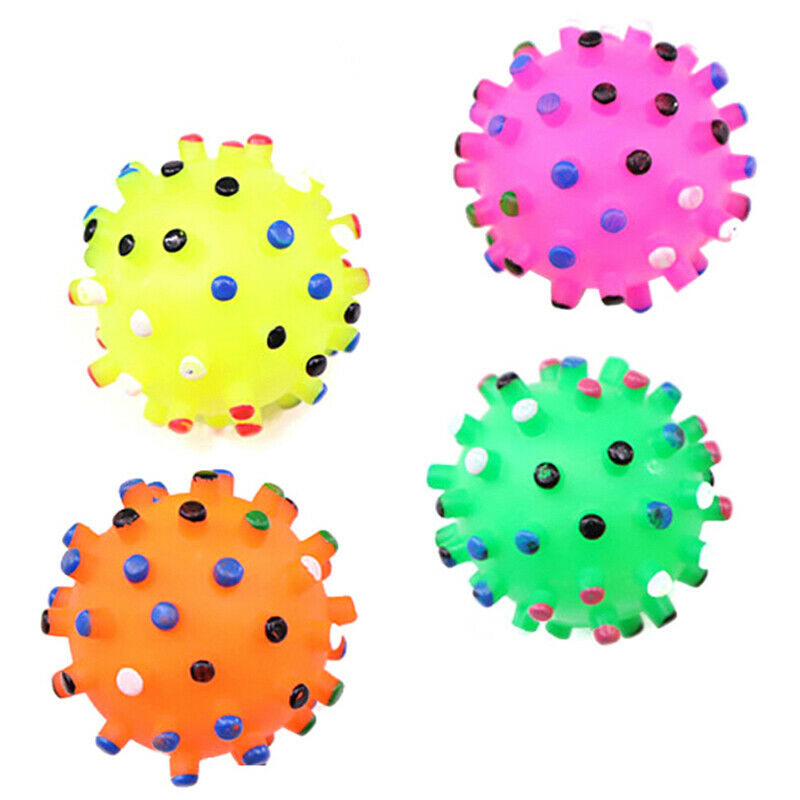 1×Pet Puppy Dog Cat Soft Chew Bite Sound Colorful Play Training Rubber Ba.l8