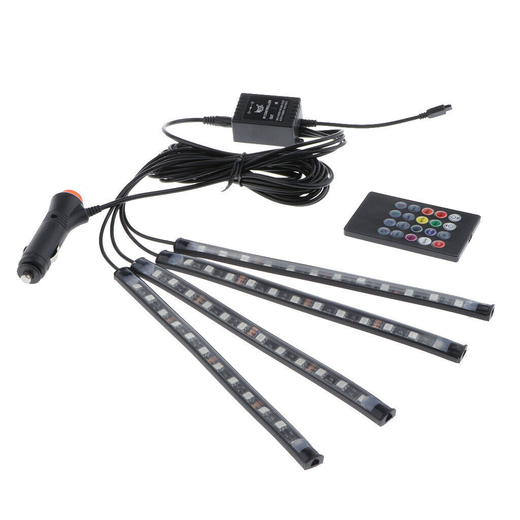 LED Car Auto Strip Light Lamps  Colorful Light 12 LED Voice Remote