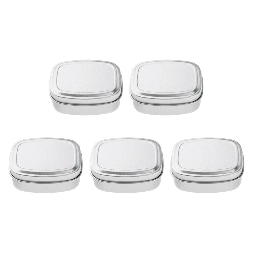 5pcs 60ml Square Aluminium Tin Pots Candles Salves Cans Jars Containers Case