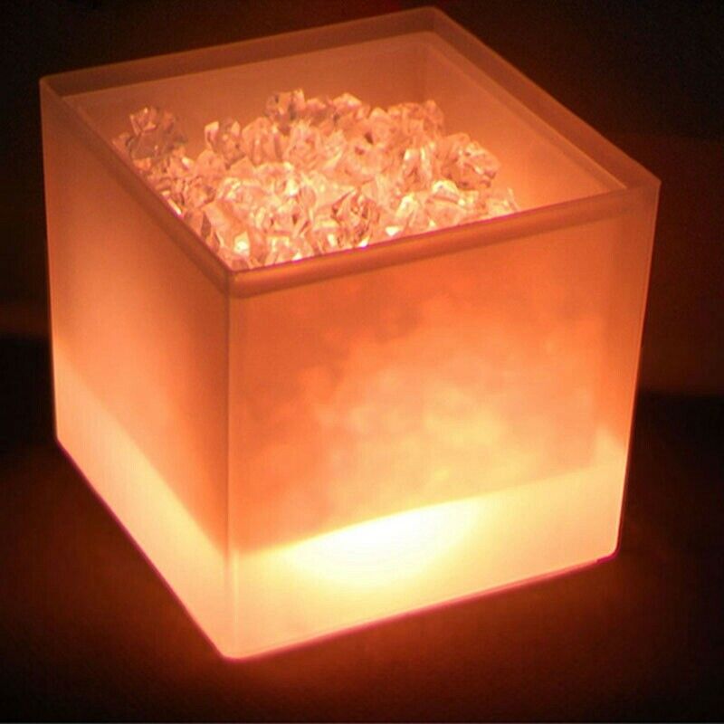 3.5L Bar KTV Plastic Electronic Ice Bucket LED Light Double Layer Square Ice BP9