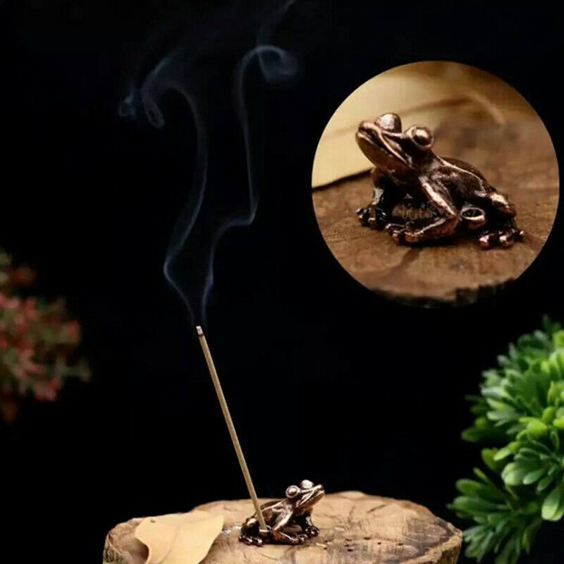 alloy frog incense burner holder flower statue censer plate for sticks con.l8