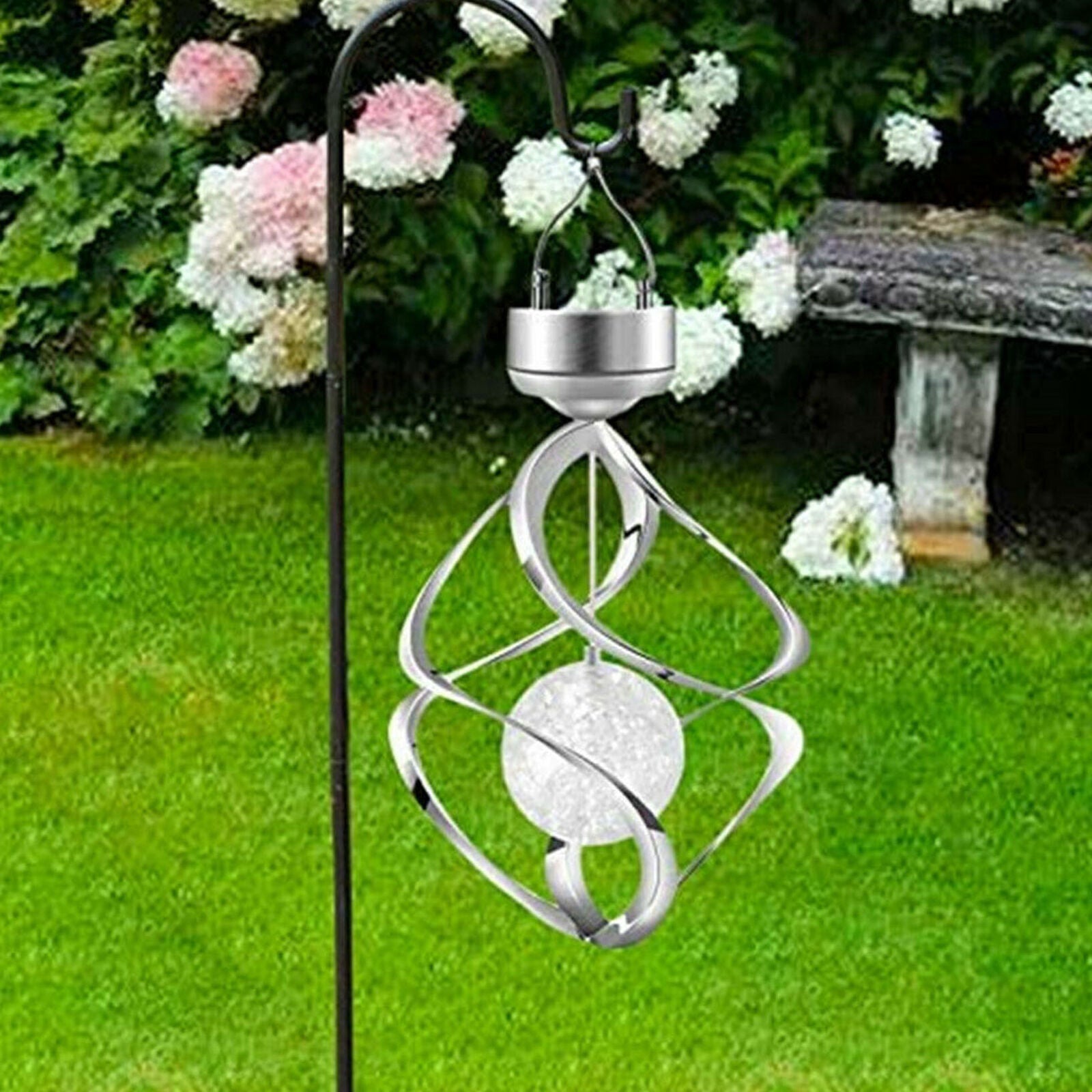 Solar LED Wind Spinner Color Changing Lamp Outdoor Hanging Wind Chime Light