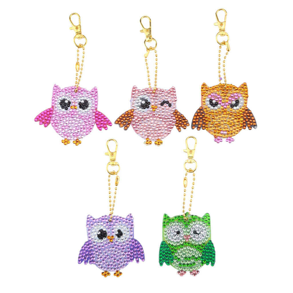 5x Keychain with Rhinestone Owl Pendant Gift for Women