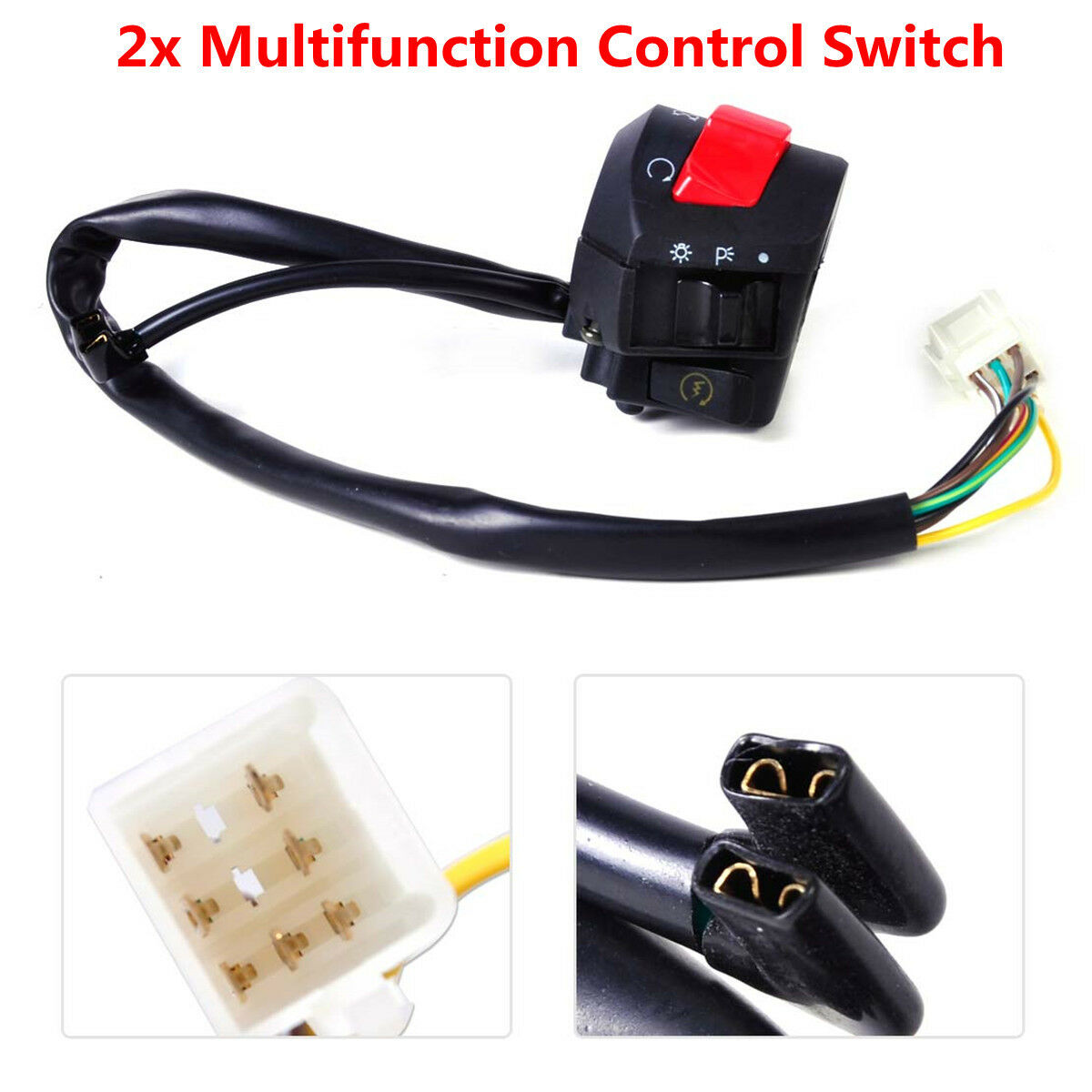 2x Motorcycle 7/8'' 22MM Handlebar Horn Turn Signal Light Control Switch On/Off