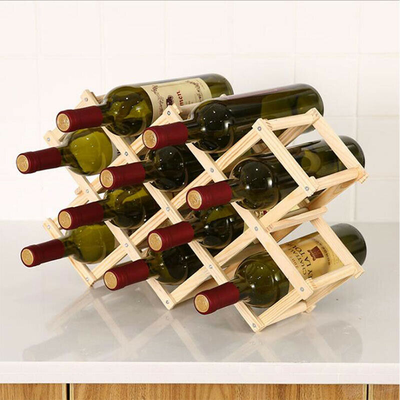 Collapsible Wooden Wine racks bottle cabinet stand Holders wood shelf organiBDD
