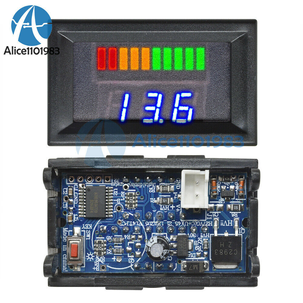 DC7-100V LED Display  Lead-acid Battery Charge Level Indicator Voltmeter Tester