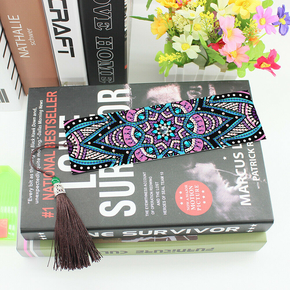 2pcs 5D Mosaic Bookmark Tassel Diamond Painting Cross Stitch Page-marker @